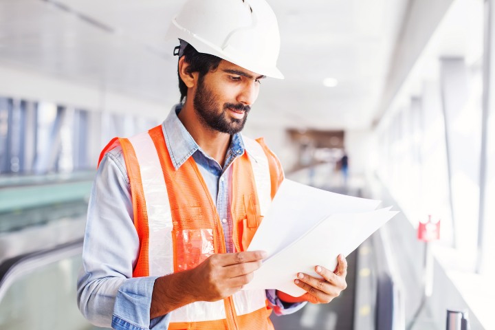 contractor looking at documents